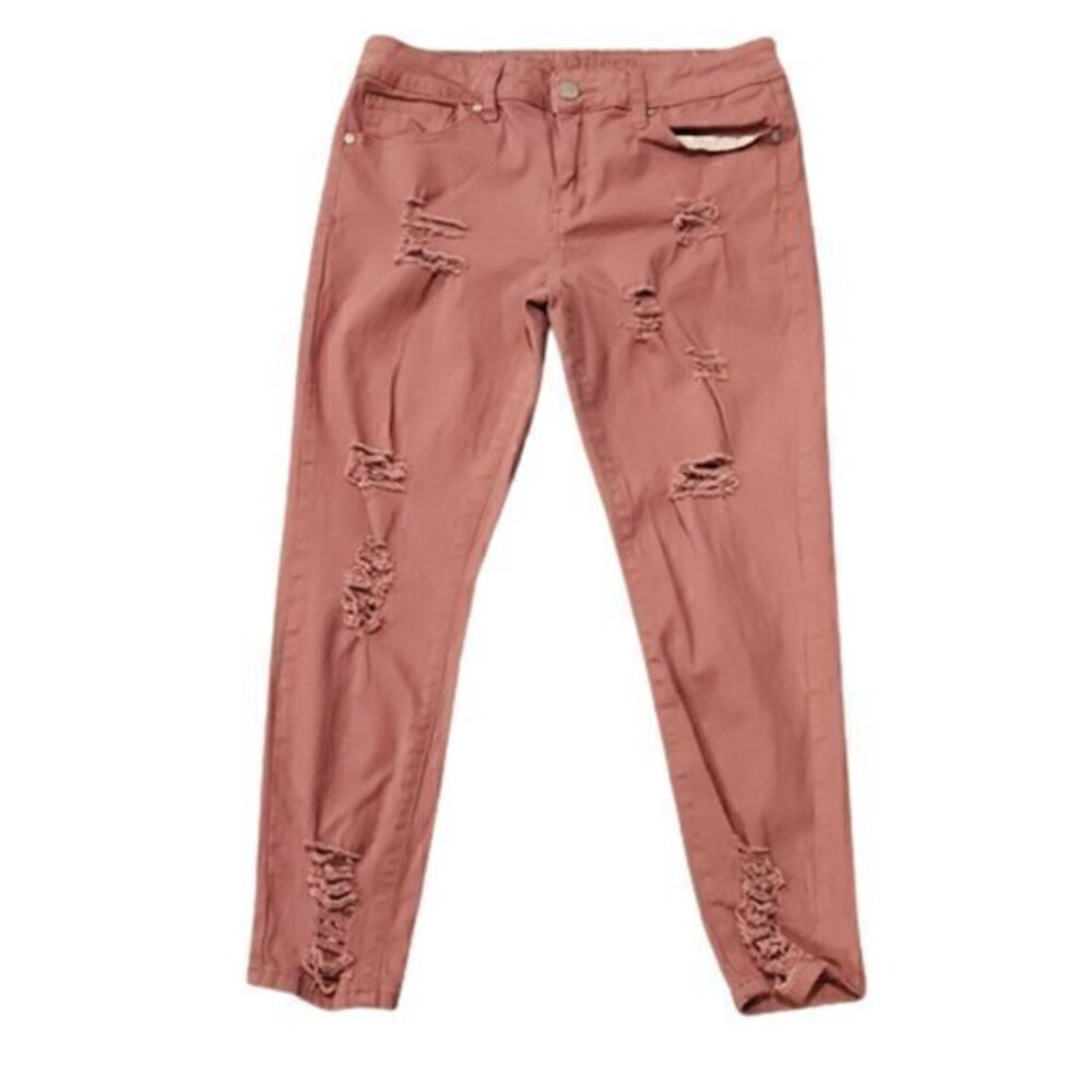 [Tag Blue] Pink Mid Rise Distressed Jeans - Size 11/12
